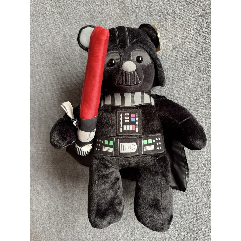 NWT Build-A-Bear Darth Vader Star Wars 18" Black Bear Plush Red Lightsaber Cape